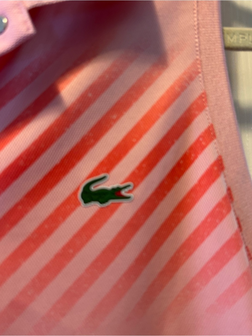 Lacoste Pink and Coral Striped Sleeveless Polo Tank - Picture 4 of 8
